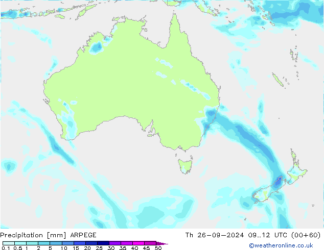 precipitação ARPEGE Qui 26.09.2024 12 UTC