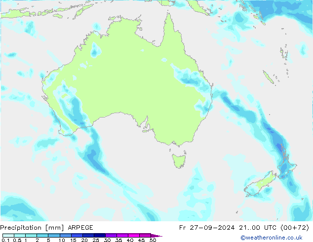 Précipitation ARPEGE ven 27.09.2024 00 UTC
