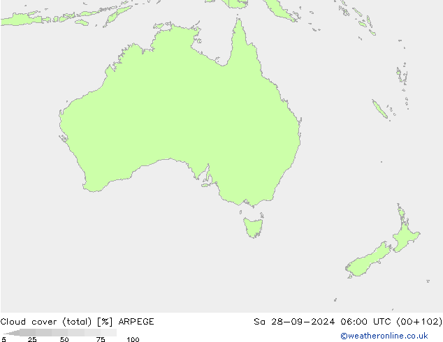 Bewolking (Totaal) ARPEGE za 28.09.2024 06 UTC