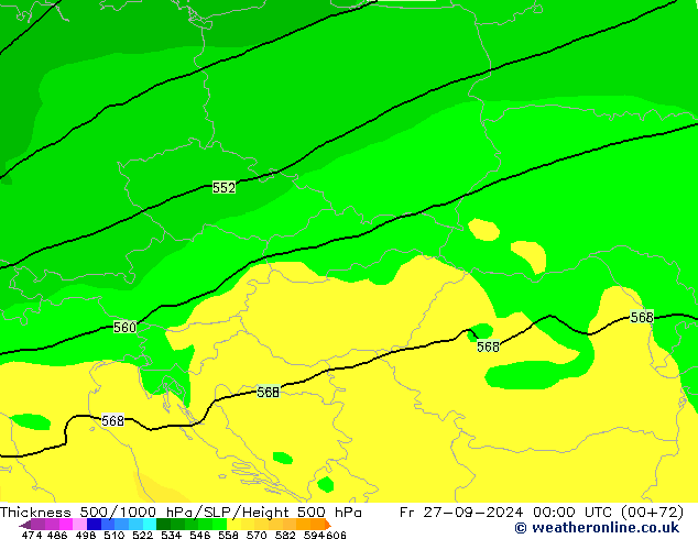 Thck 500-1000hPa ARPEGE Fr 27.09.2024 00 UTC