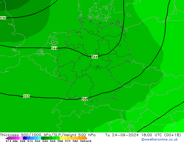 Dikte 500-1000hPa ARPEGE di 24.09.2024 18 UTC