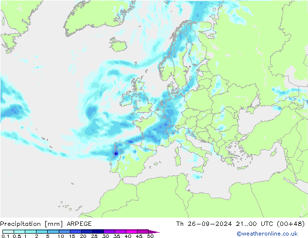 Precipitation ARPEGE Th 26.09.2024 00 UTC