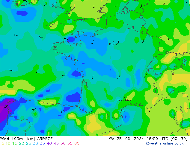  100m ARPEGE  25.09.2024 15 UTC