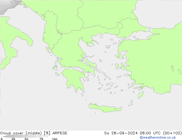 oblačnosti uprostřed ARPEGE So 28.09.2024 06 UTC