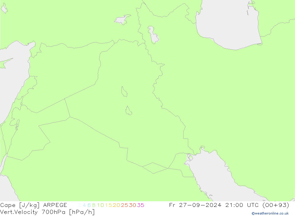 Cape ARPEGE Fr 27.09.2024 21 UTC