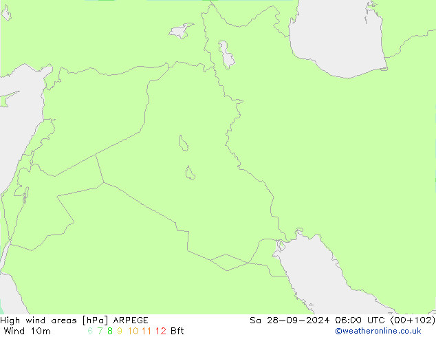 High wind areas ARPEGE Sa 28.09.2024 06 UTC