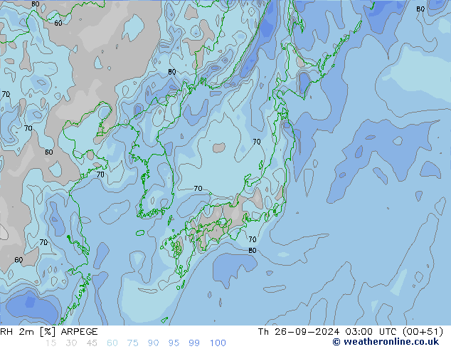 RH 2m ARPEGE Th 26.09.2024 03 UTC