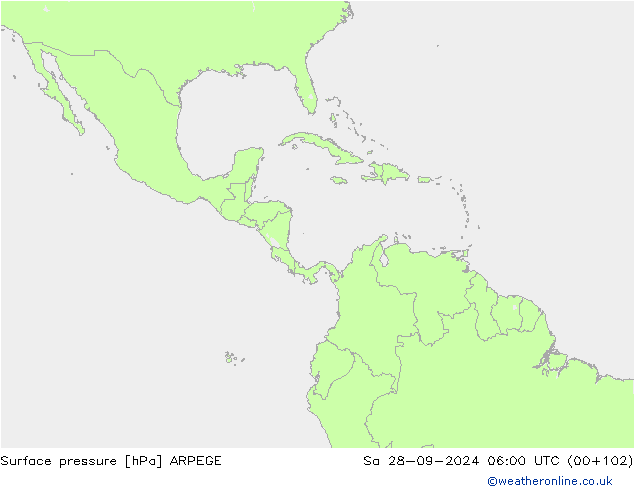 pressão do solo ARPEGE Sáb 28.09.2024 06 UTC