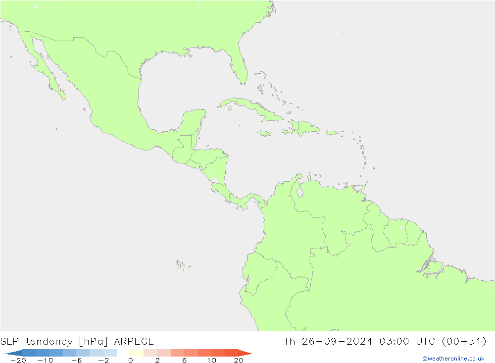 Tendance de pression  ARPEGE jeu 26.09.2024 03 UTC