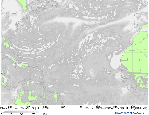 облака (низкий) ARPEGE ср 25.09.2024 15 UTC