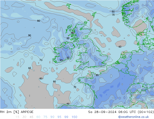 RV 2m ARPEGE za 28.09.2024 06 UTC