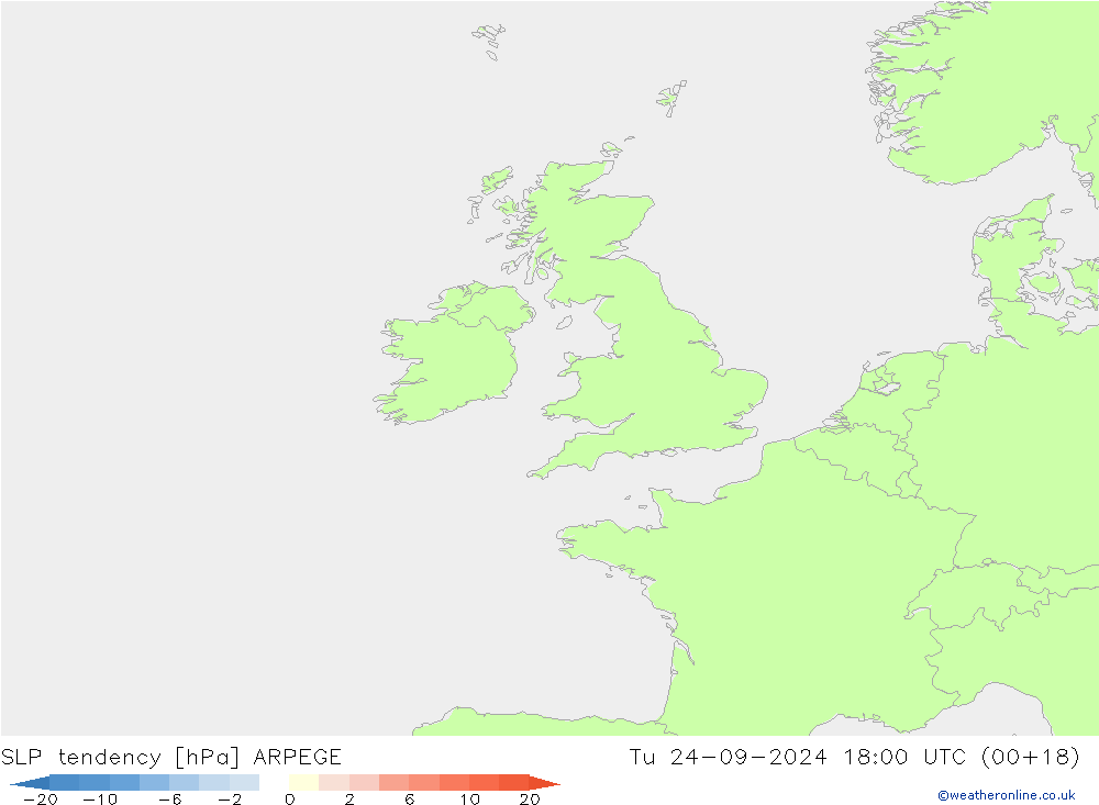 SLP tendency ARPEGE Tu 24.09.2024 18 UTC