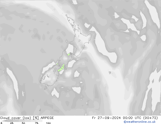 Cloud cover (low) ARPEGE Fr 27.09.2024 00 UTC