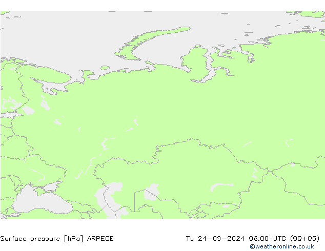 Yer basıncı ARPEGE Sa 24.09.2024 06 UTC