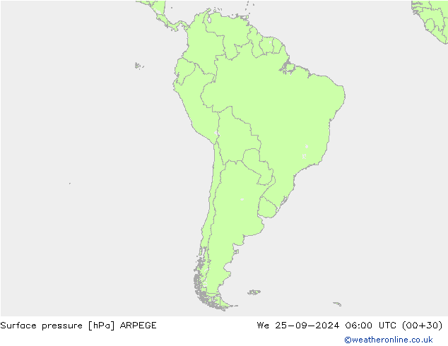 pression de l'air ARPEGE mer 25.09.2024 06 UTC