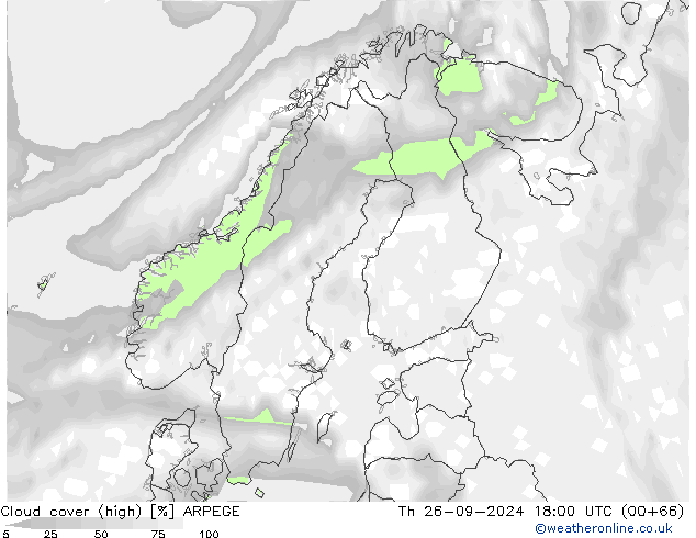 Wolken (hohe) ARPEGE Do 26.09.2024 18 UTC