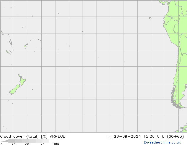 Cloud cover (total) ARPEGE Th 26.09.2024 15 UTC