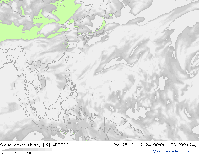 nuvens (high) ARPEGE Qua 25.09.2024 00 UTC