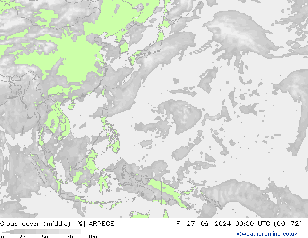 oblačnosti uprostřed ARPEGE Pá 27.09.2024 00 UTC