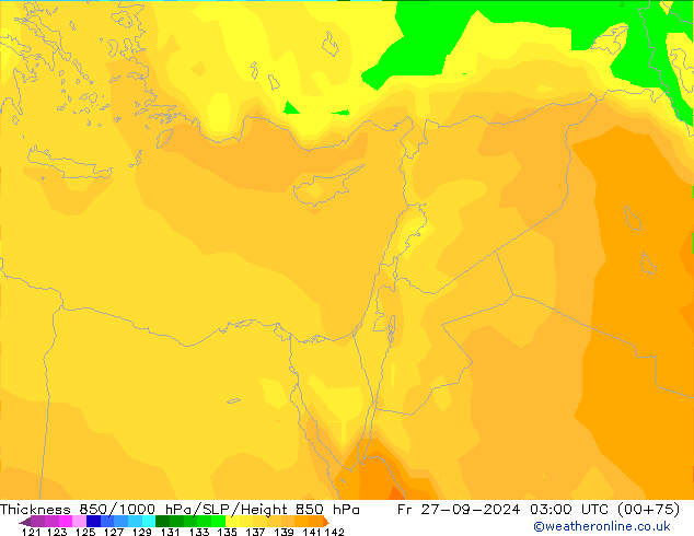 Thck 850-1000 hPa ARPEGE Pá 27.09.2024 03 UTC