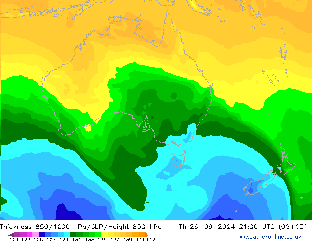 Thck 850-1000 hPa ARPEGE Čt 26.09.2024 21 UTC