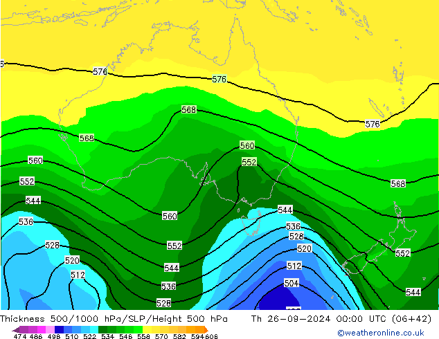 Thck 500-1000гПа ARPEGE чт 26.09.2024 00 UTC