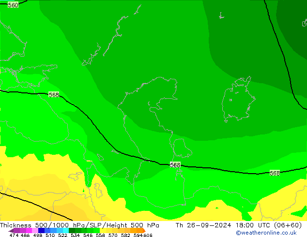 Thck 500-1000hPa ARPEGE gio 26.09.2024 18 UTC