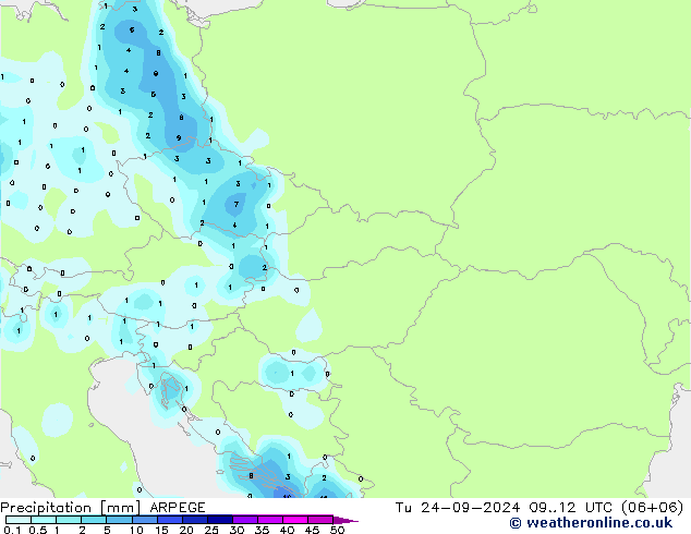 осадки ARPEGE вт 24.09.2024 12 UTC