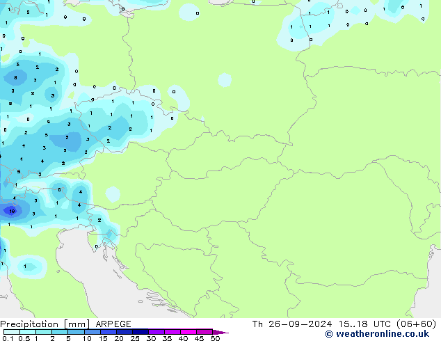 Precipitazione ARPEGE gio 26.09.2024 18 UTC