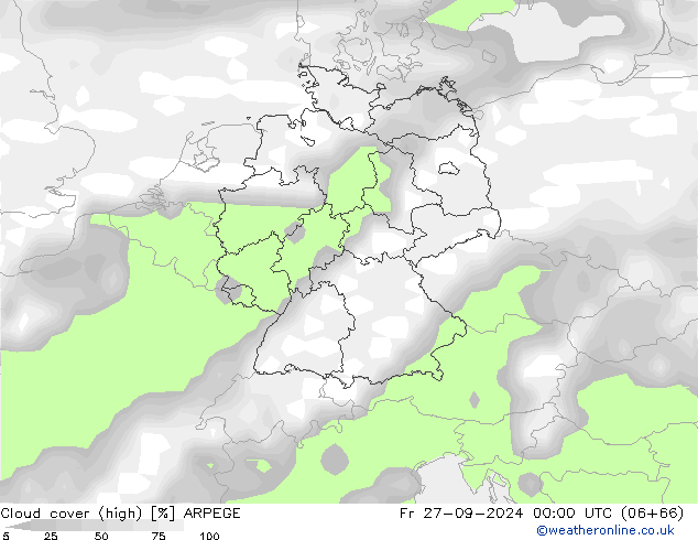 облака (средний) ARPEGE пт 27.09.2024 00 UTC