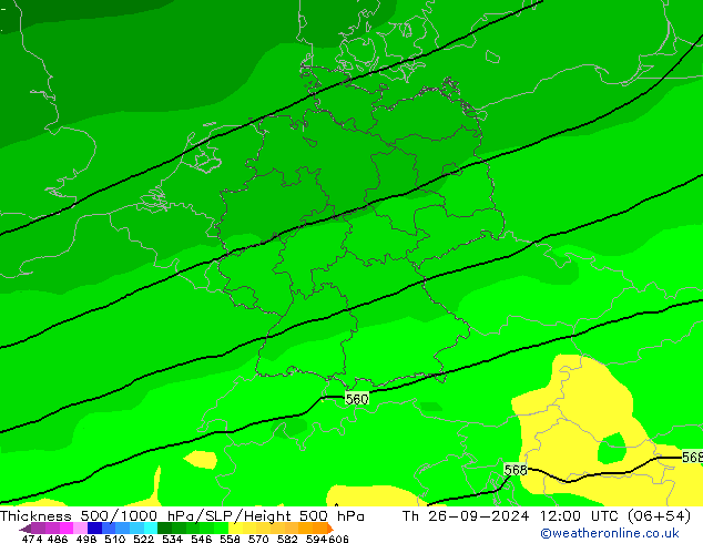 Thck 500-1000гПа ARPEGE чт 26.09.2024 12 UTC