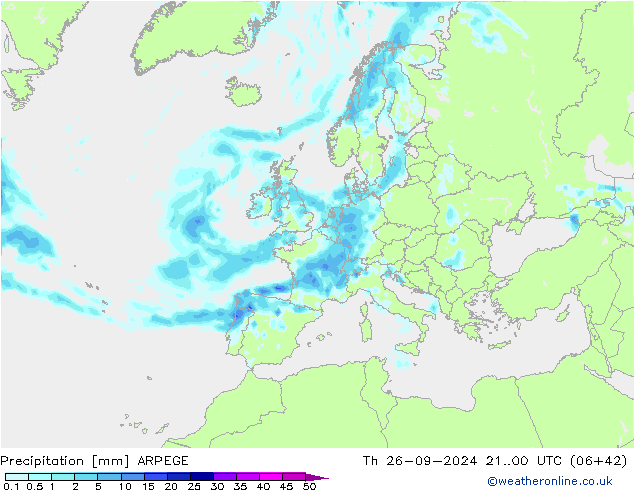 Precipitation ARPEGE Th 26.09.2024 00 UTC