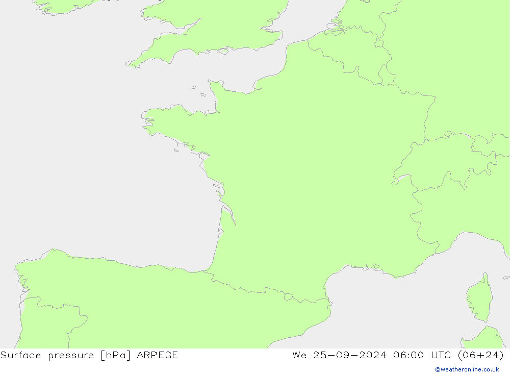 ciśnienie ARPEGE śro. 25.09.2024 06 UTC