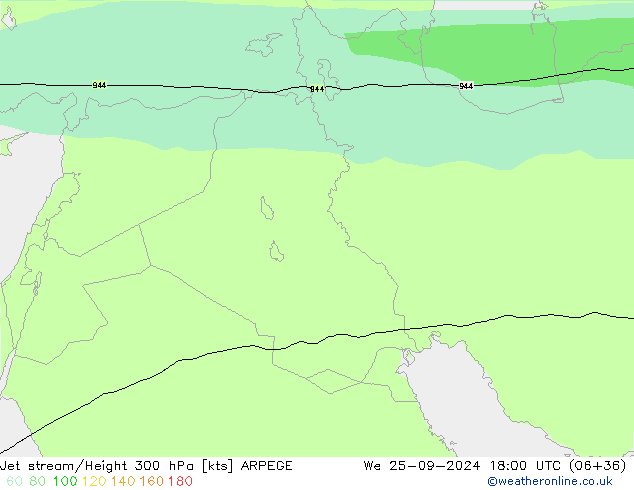 Corriente en chorro ARPEGE mié 25.09.2024 18 UTC