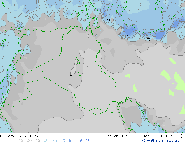 2m Nispi Nem ARPEGE Çar 25.09.2024 03 UTC