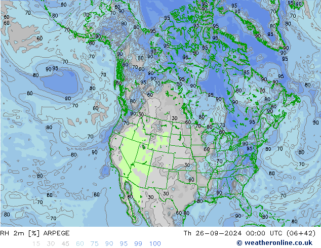 RH 2m ARPEGE Do 26.09.2024 00 UTC