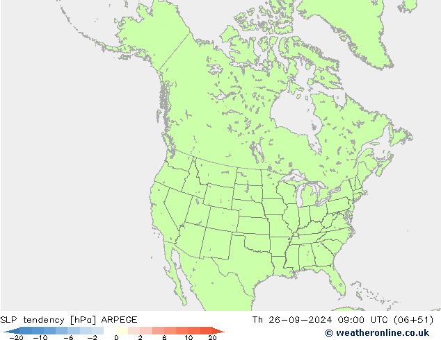 Tendencia de presión ARPEGE jue 26.09.2024 09 UTC