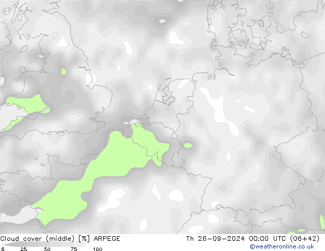 Nubi medie ARPEGE gio 26.09.2024 00 UTC