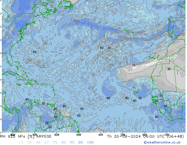 RH 925 hPa ARPEGE Th 26.09.2024 06 UTC