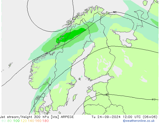 Corriente en chorro ARPEGE mar 24.09.2024 12 UTC