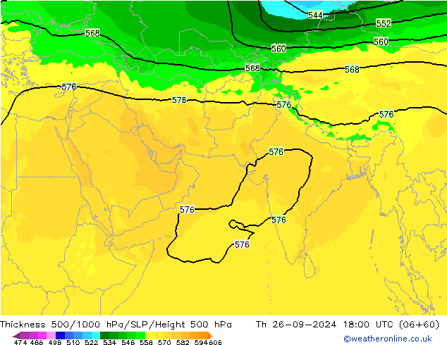 Thck 500-1000hPa ARPEGE Th 26.09.2024 18 UTC