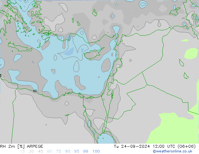 RH 2m ARPEGE Tu 24.09.2024 12 UTC