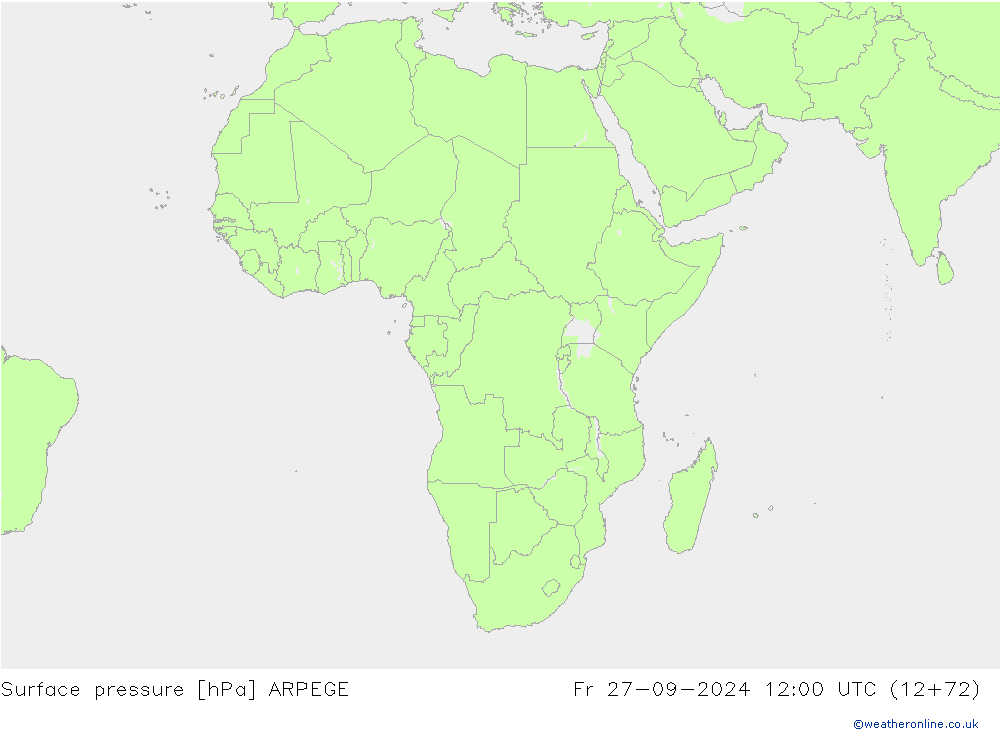 pressão do solo ARPEGE Sex 27.09.2024 12 UTC