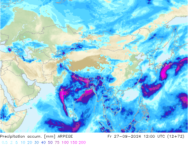 Precipitation accum. ARPEGE пт 27.09.2024 12 UTC