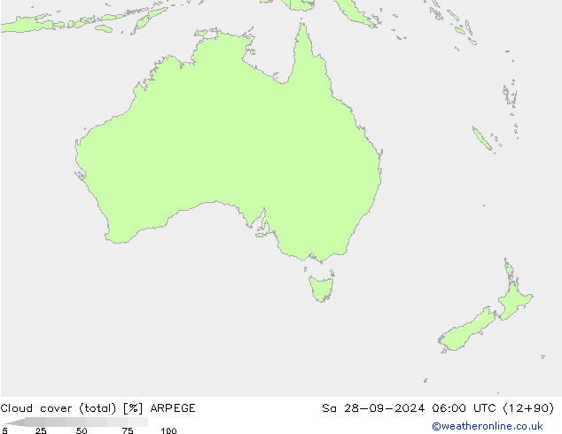 Nubi (totali) ARPEGE sab 28.09.2024 06 UTC