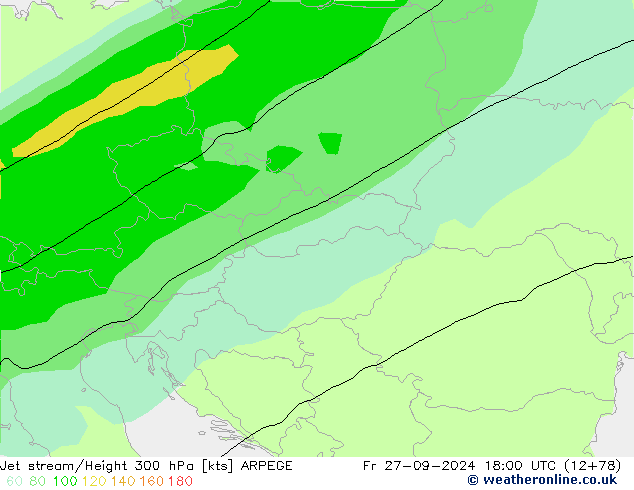 Jet stream/Height 300 hPa ARPEGE Fr 27.09.2024 18 UTC