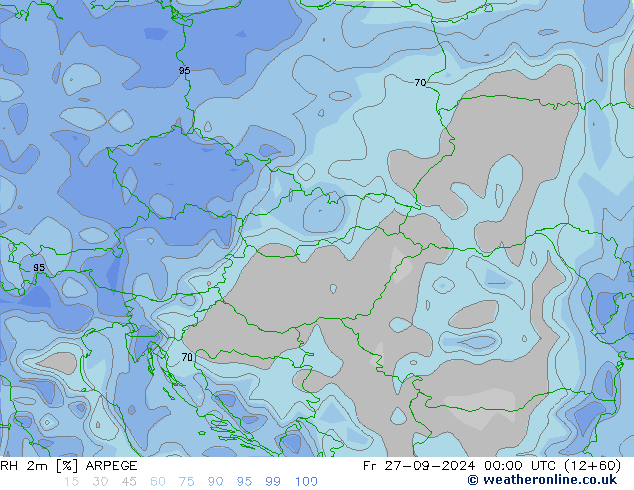 RH 2m ARPEGE Fr 27.09.2024 00 UTC