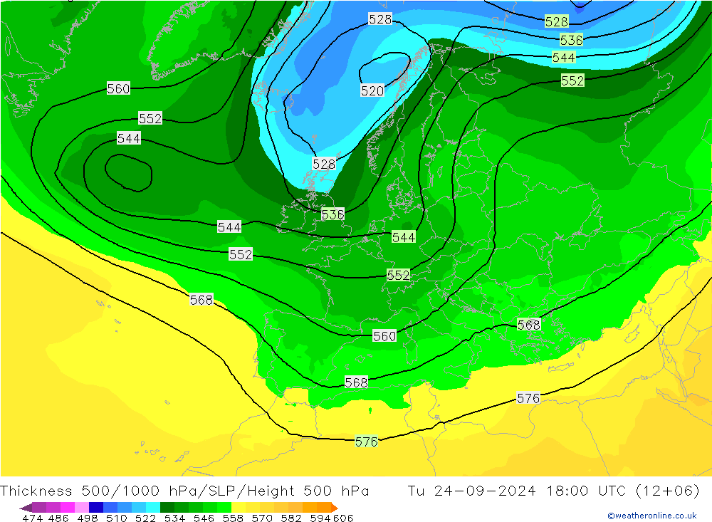 Thck 500-1000hPa ARPEGE mar 24.09.2024 18 UTC