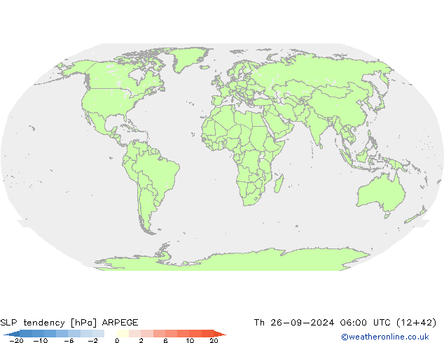 Tendenza di Pressione ARPEGE gio 26.09.2024 06 UTC