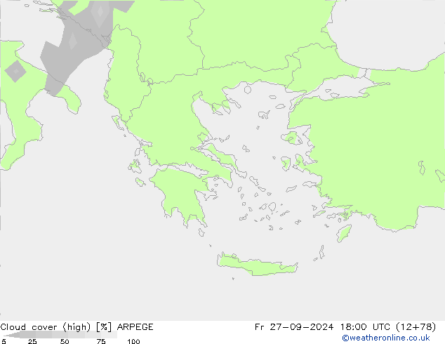 Bulutlar (yüksek) ARPEGE Cu 27.09.2024 18 UTC